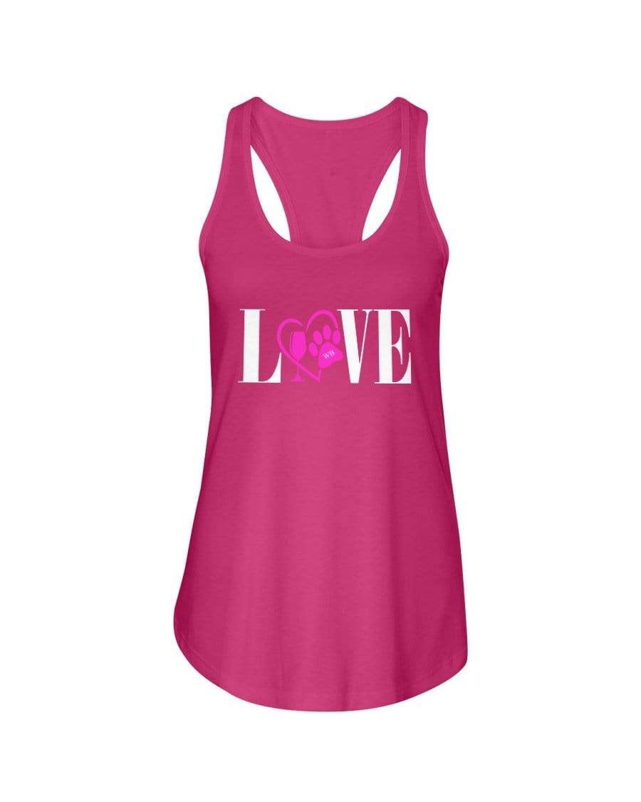 Shirts Hot Pink / XS Winey Bitches Co "Love" Wht Letters Ladies Racerback Tank WineyBitchesCo