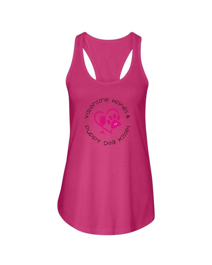 Shirts Hot Pink / XS Winey Bitches Co "Valentine Wishes And Puppy Dog Kisses" (Heart) Ladies Racerback Tank Top* WineyBitchesCo