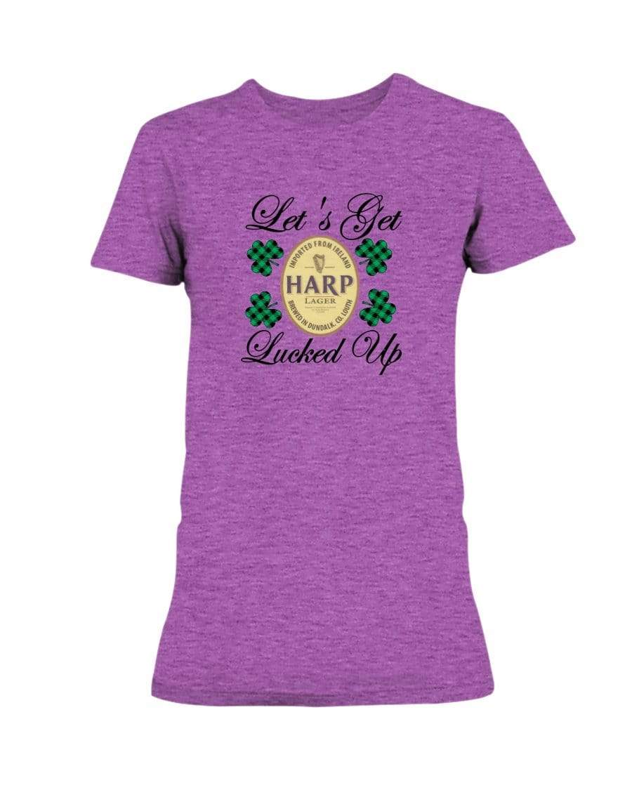 Shirts Hthr Rdnt Orchid / S Winey Bitches Co "Let's Get Lucked Up" Harp Ladies Missy T-Shirt WineyBitchesCo
