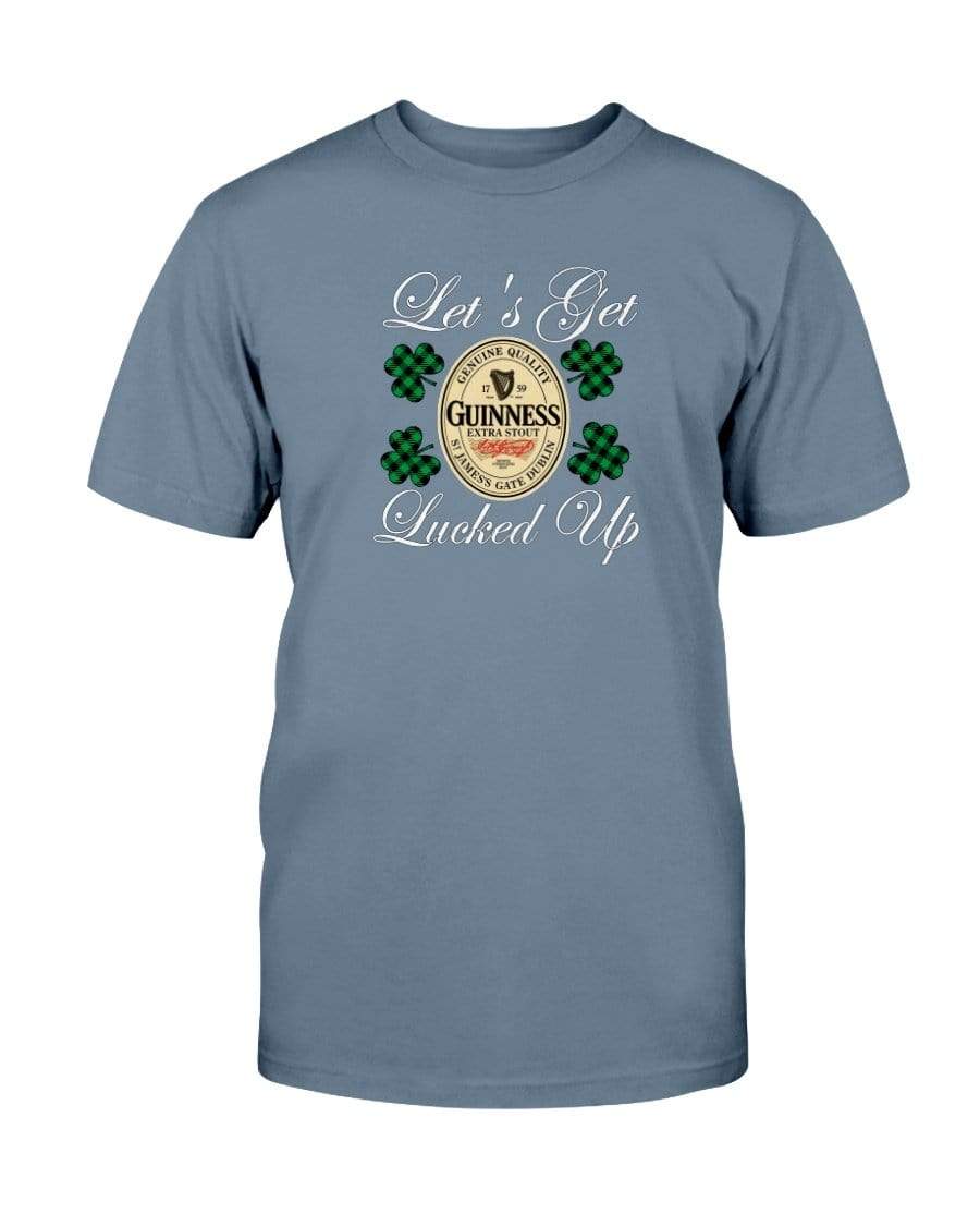 Shirts Indigo Blue / S Winey Bitches Co "Let's Get Lucked Up" Guinness Wht Lettering Ultra Cotton T-Shirt WineyBitchesCo