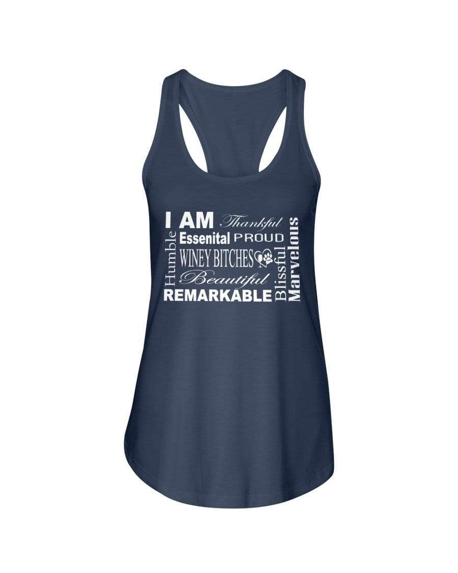 Shirts Indigo / XS Winey Bitches Co "I Am Proud" White Lettering- Ladies Racerback Tank WineyBitchesCo