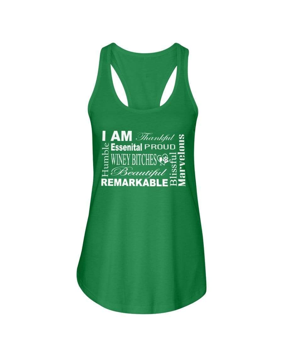 Shirts Kelly Green / XS Winey Bitches Co "I Am Proud" White Lettering- Ladies Racerback Tank WineyBitchesCo