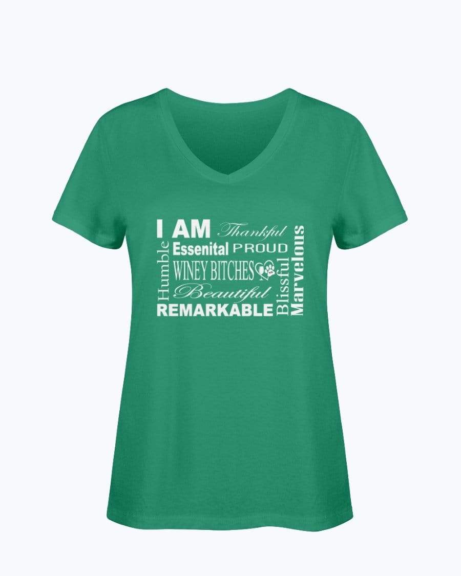 Shirts Kelly / S Winey Bitches Co "I Am Proud" White Lettering- Ladies HD V Neck T WineyBitchesCo