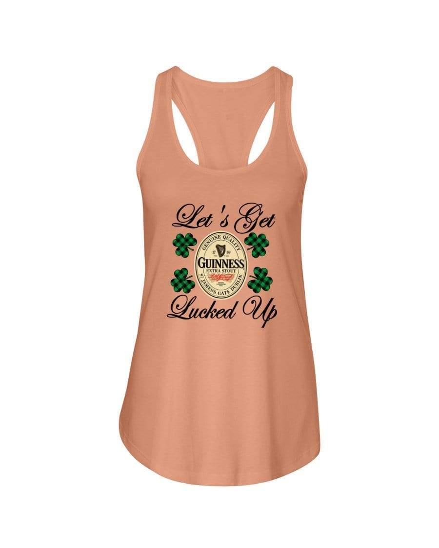 Shirts Light Orange / XS Winey Bitches Co "Let's Get Lucked Up" Guinness Ladies Racerback Tank Top* WineyBitchesCo