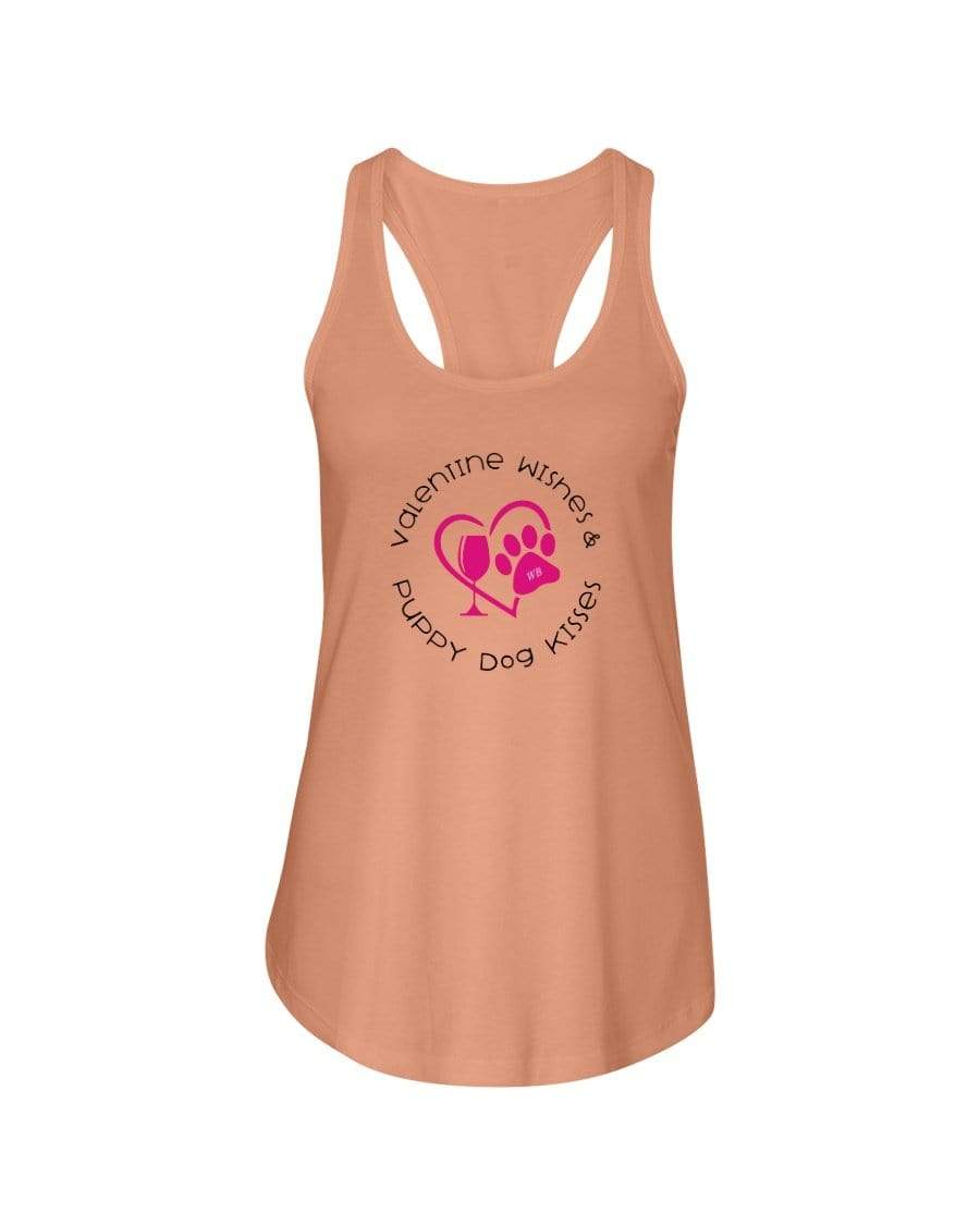 Shirts Light Orange / XS Winey Bitches Co "Valentine Wishes And Puppy Dog Kisses" (Heart) Ladies Racerback Tank Top* WineyBitchesCo