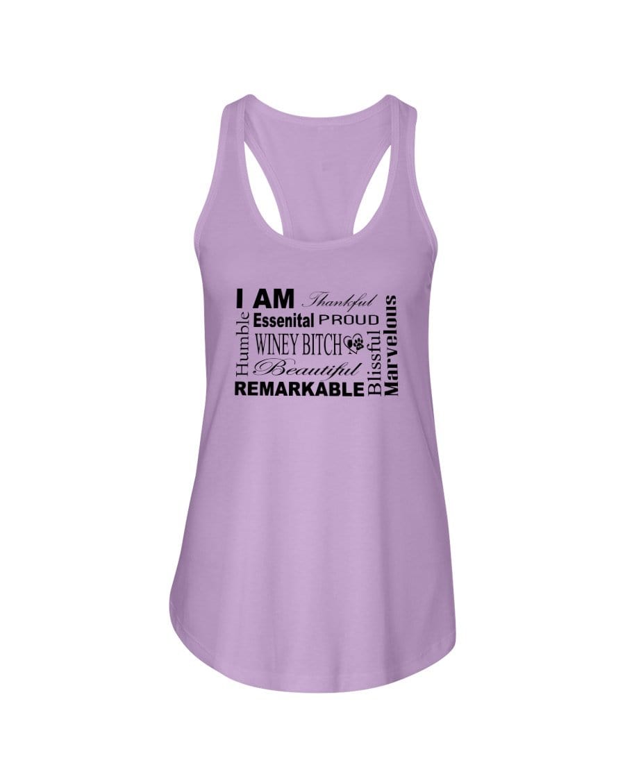 Shirts Lilac / XS Winey Bitches Co "I Am Proud" Black Lettering- Ladies Racerback Tank WineyBitchesCo