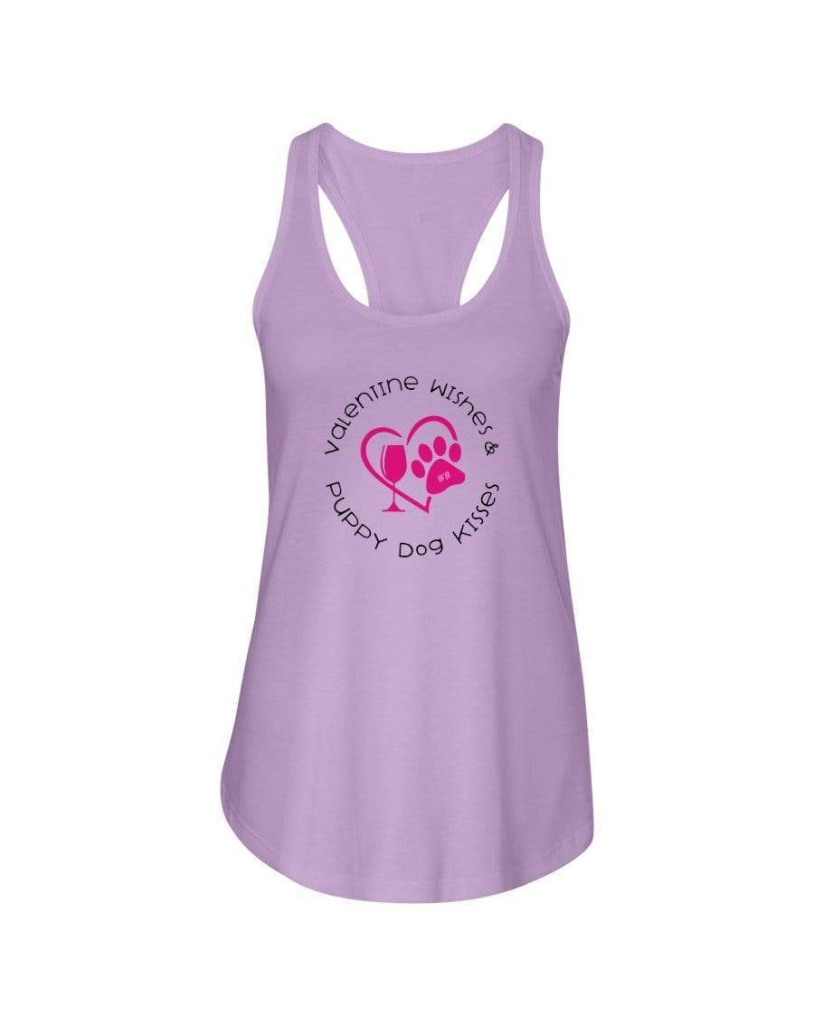 Shirts Lilac / XS Winey Bitches Co "Valentine Wishes And Puppy Dog Kisses" (Heart) Ladies Racerback Tank Top* WineyBitchesCo