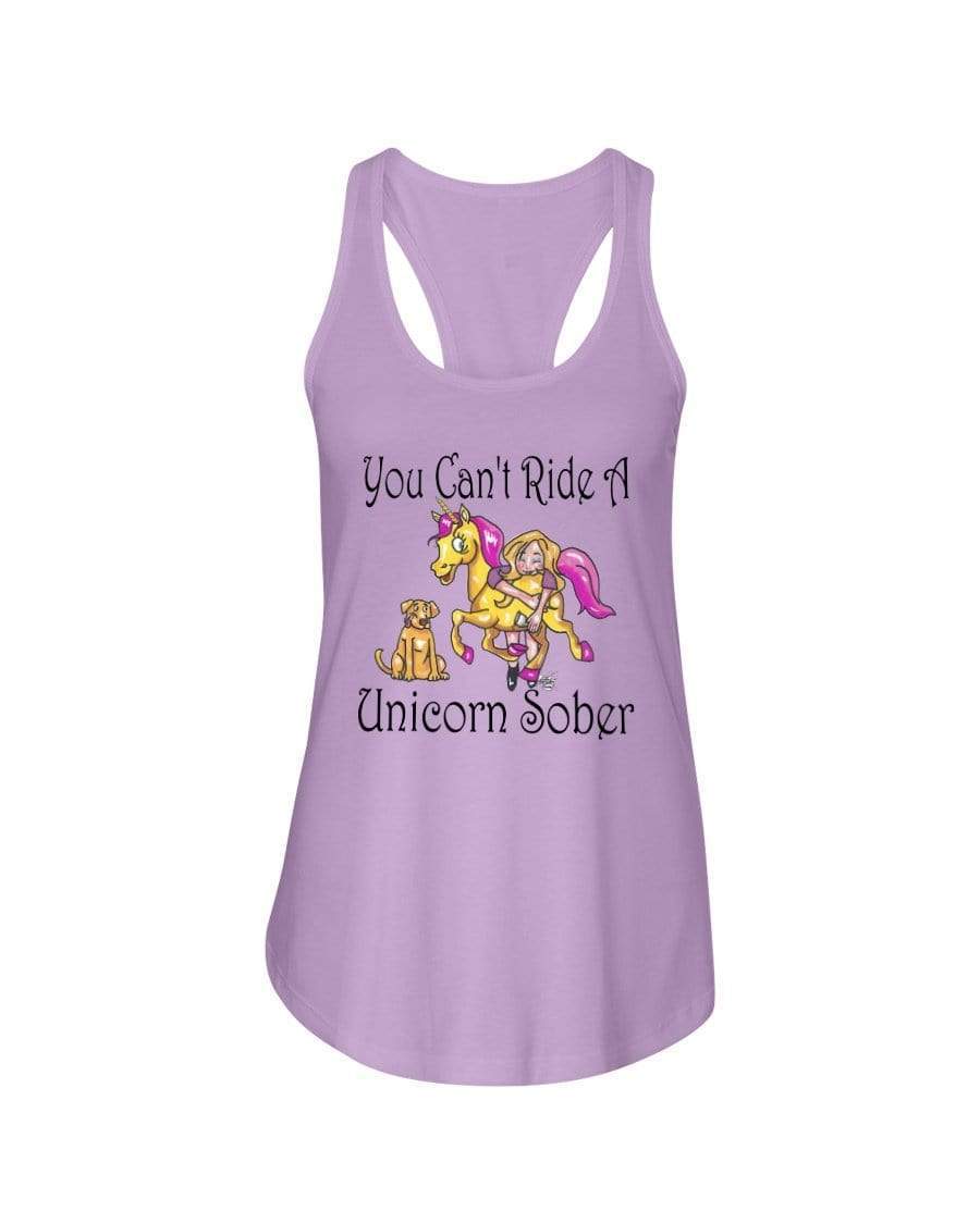 Shirts Lilac / XS Winey Bitches Co"You Can't Ride A Unicorn Sober" Ladies Racerback Tank WineyBitchesCo