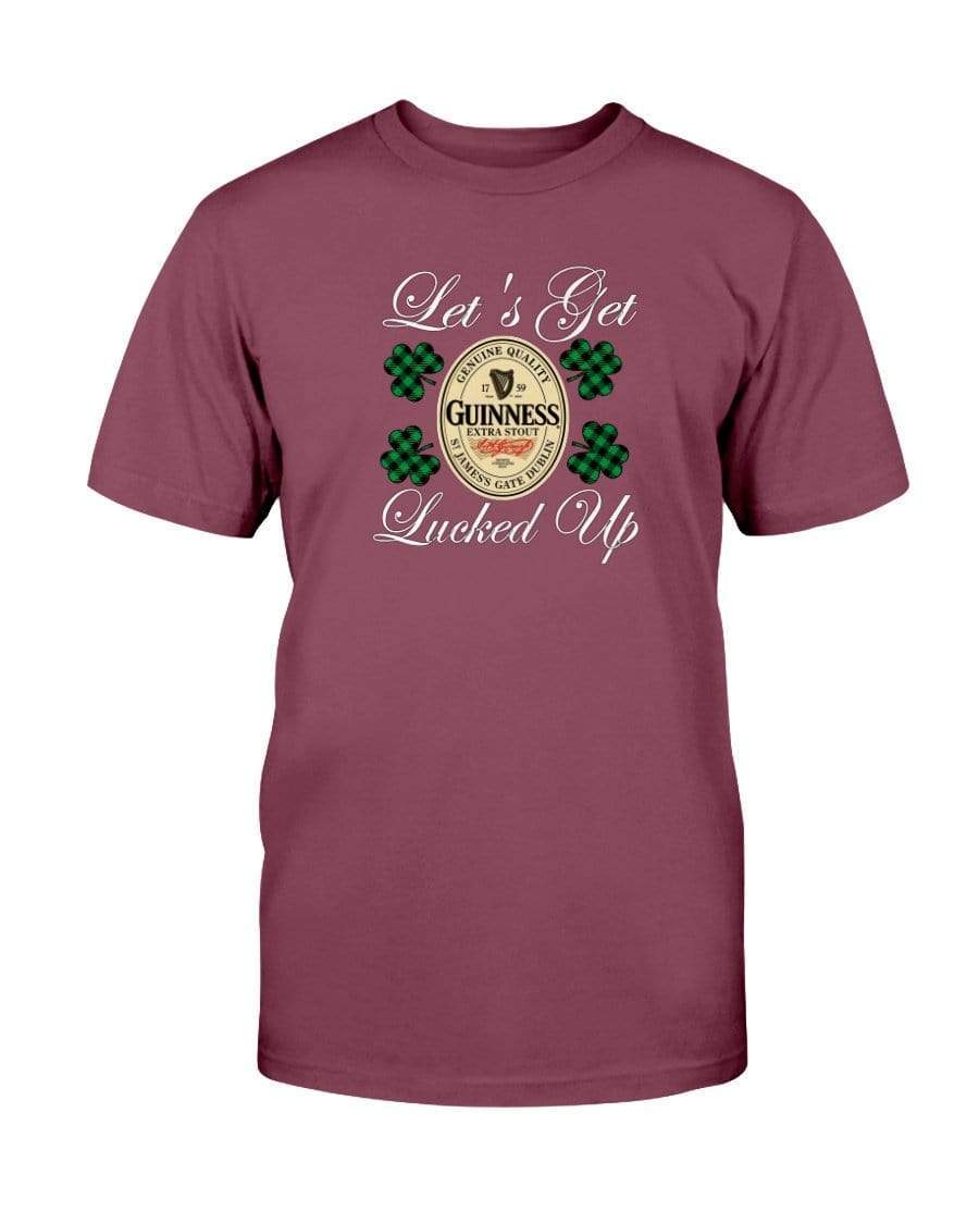 Shirts Maroon / S Winey Bitches Co "Let's Get Lucked Up" Guinness Wht Lettering Ultra Cotton T-Shirt WineyBitchesCo