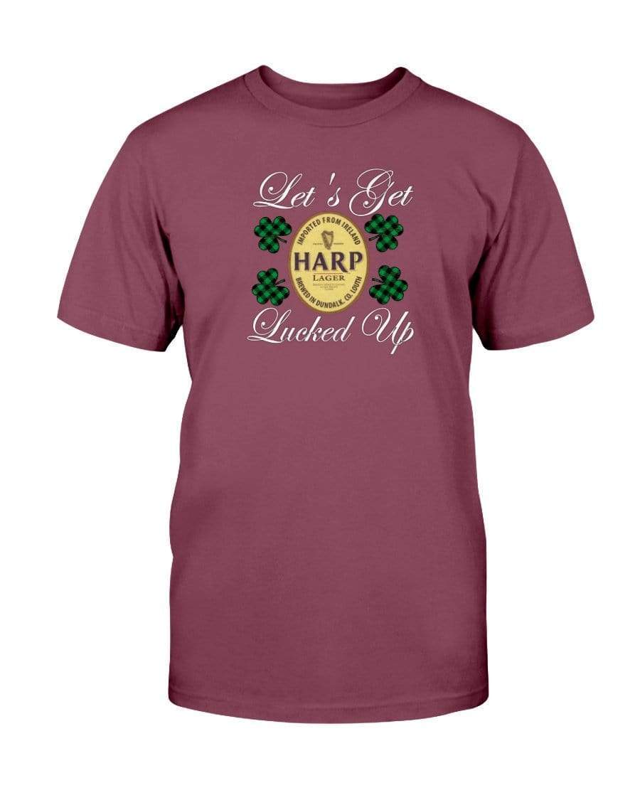 Shirts Maroon / S Winey Bitches Co "Let's Get Lucked Up" Harp Wht Lettering Ultra Cotton T-Shirt WineyBitchesCo