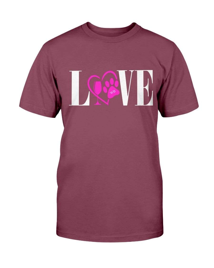 Shirts Maroon / S Winey Bitches Co "Love" Wht Letters Ultra Cotton T-Shirt WineyBitchesCo