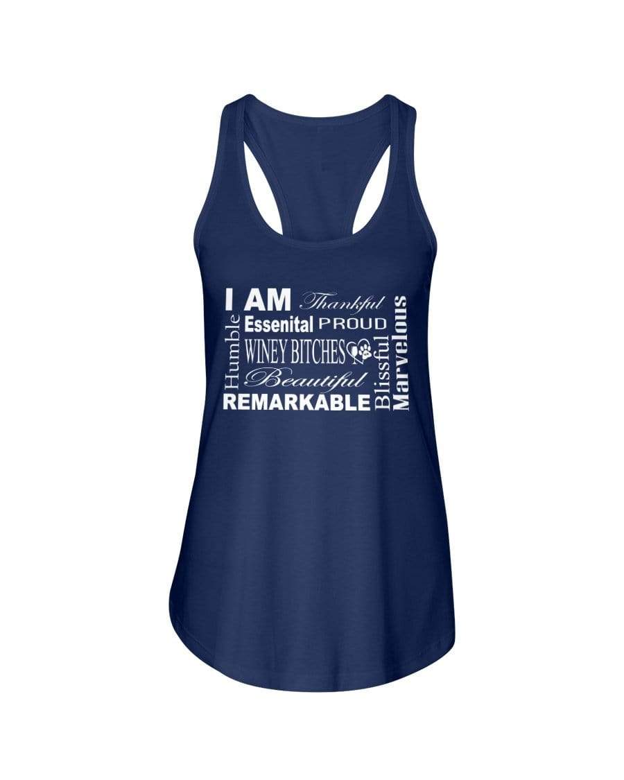 Shirts Midnight Navy / XS Winey Bitches Co "I Am Proud" White Lettering- Ladies Racerback Tank WineyBitchesCo