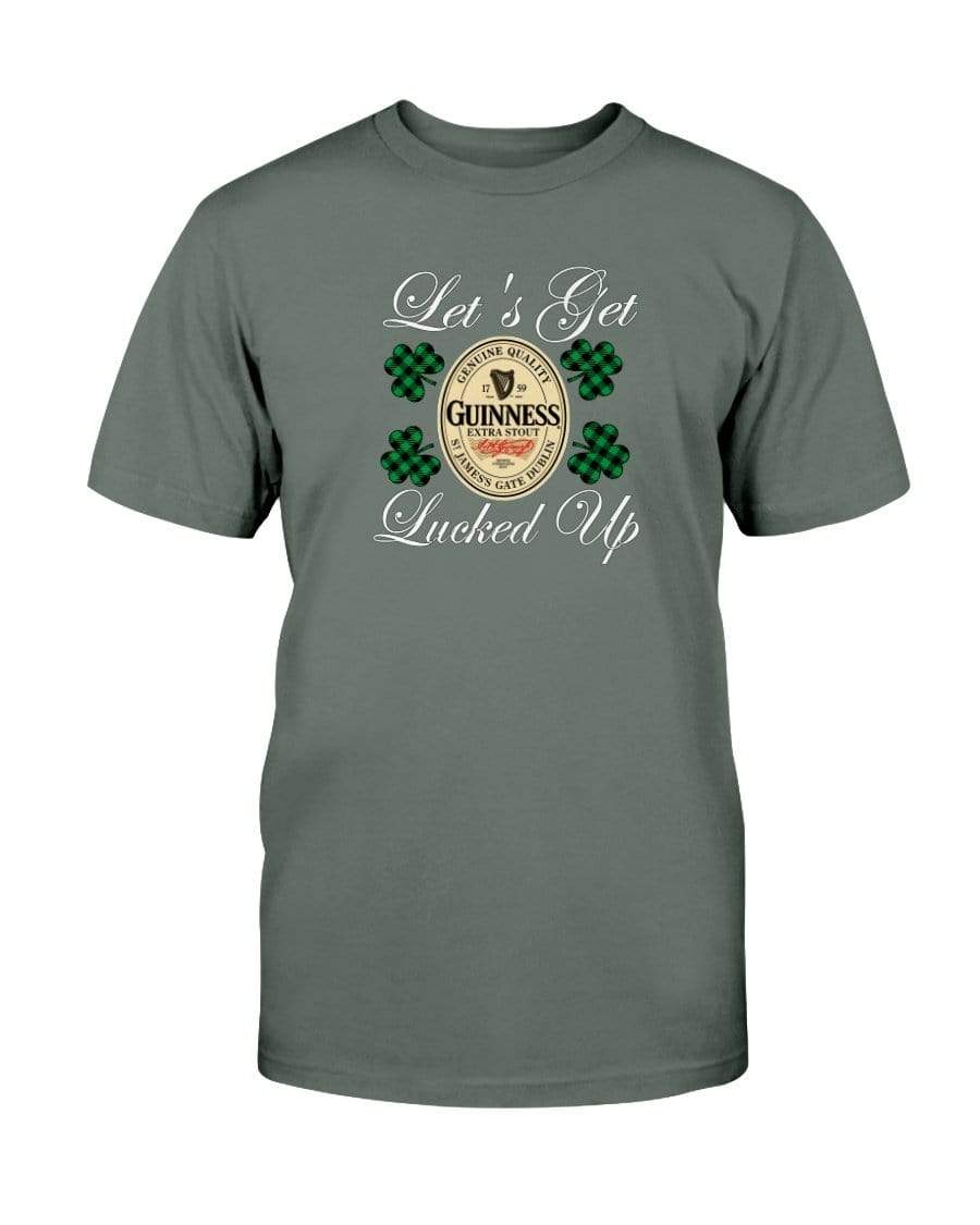 Shirts Military Green / S Winey Bitches Co "Let's Get Lucked Up" Guinness Wht Lettering Ultra Cotton T-Shirt WineyBitchesCo
