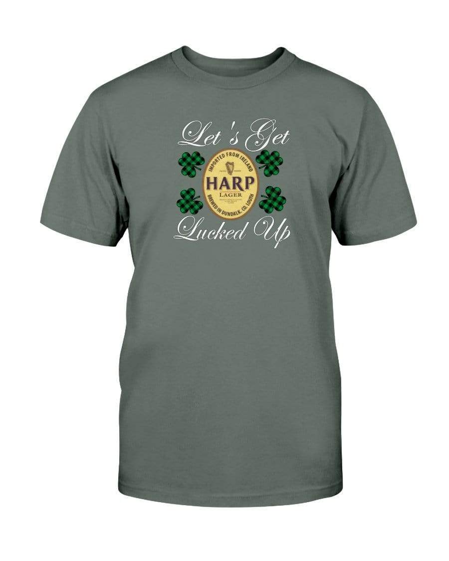 Shirts Military Green / S Winey Bitches Co "Let's Get Lucked Up" Harp Wht Lettering Ultra Cotton T-Shirt WineyBitchesCo