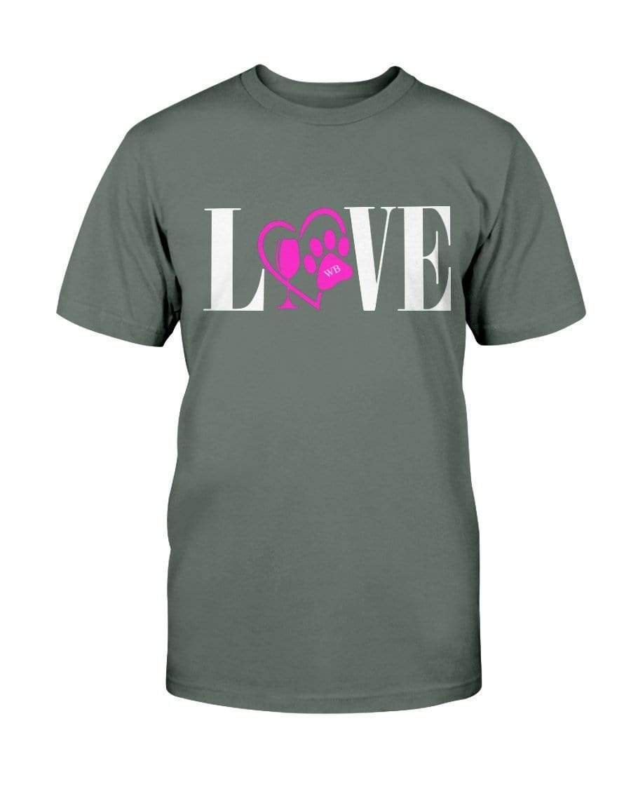 Shirts Military Green / S Winey Bitches Co "Love" Wht Letters Ultra Cotton T-Shirt WineyBitchesCo