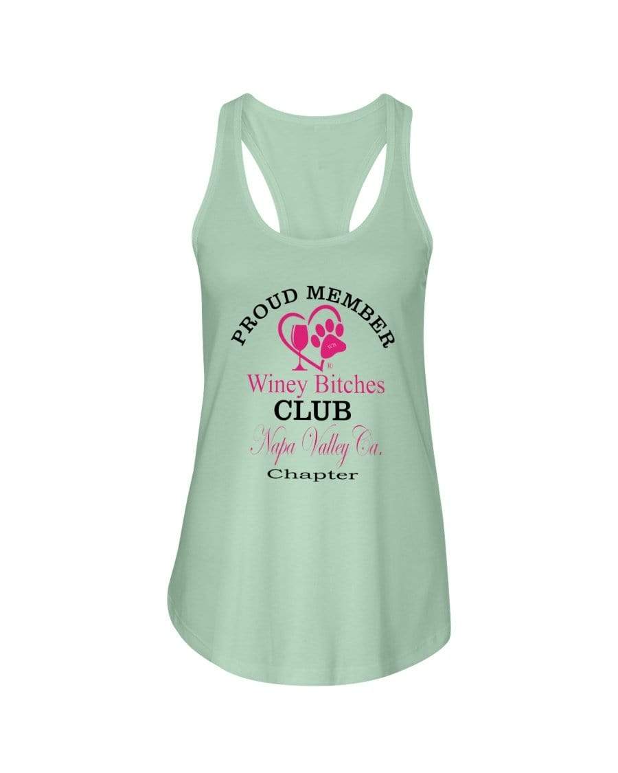 Shirts Mint / XS Winey Bitches Club- Proud Member-Napa Valley Ca Chapter - Ladies Racerback Tank WineyBitchesCo