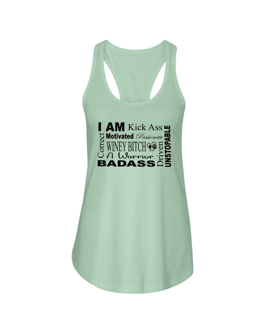 Shirts Mint / XS Winey Bitches Co "I Am Motivated" Black Lettering-Ladies Racerback Tank WineyBitchesCo