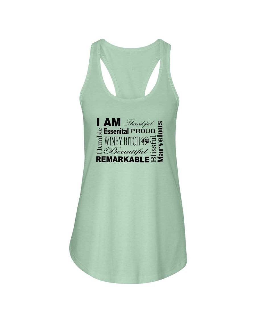 Shirts Mint / XS Winey Bitches Co "I Am Proud" Black Lettering- Ladies Racerback Tank WineyBitchesCo
