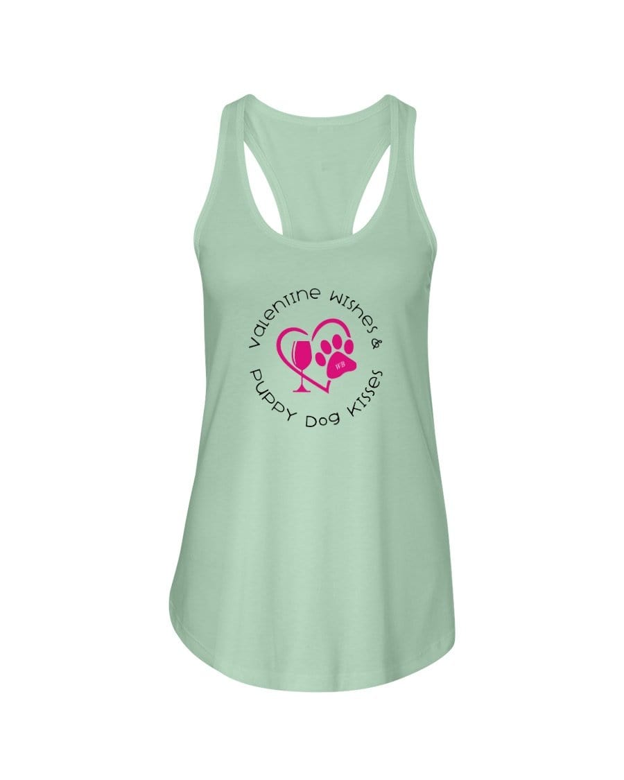 Shirts Mint / XS Winey Bitches Co "Valentine Wishes And Puppy Dog Kisses" (Heart) Ladies Racerback Tank Top* WineyBitchesCo