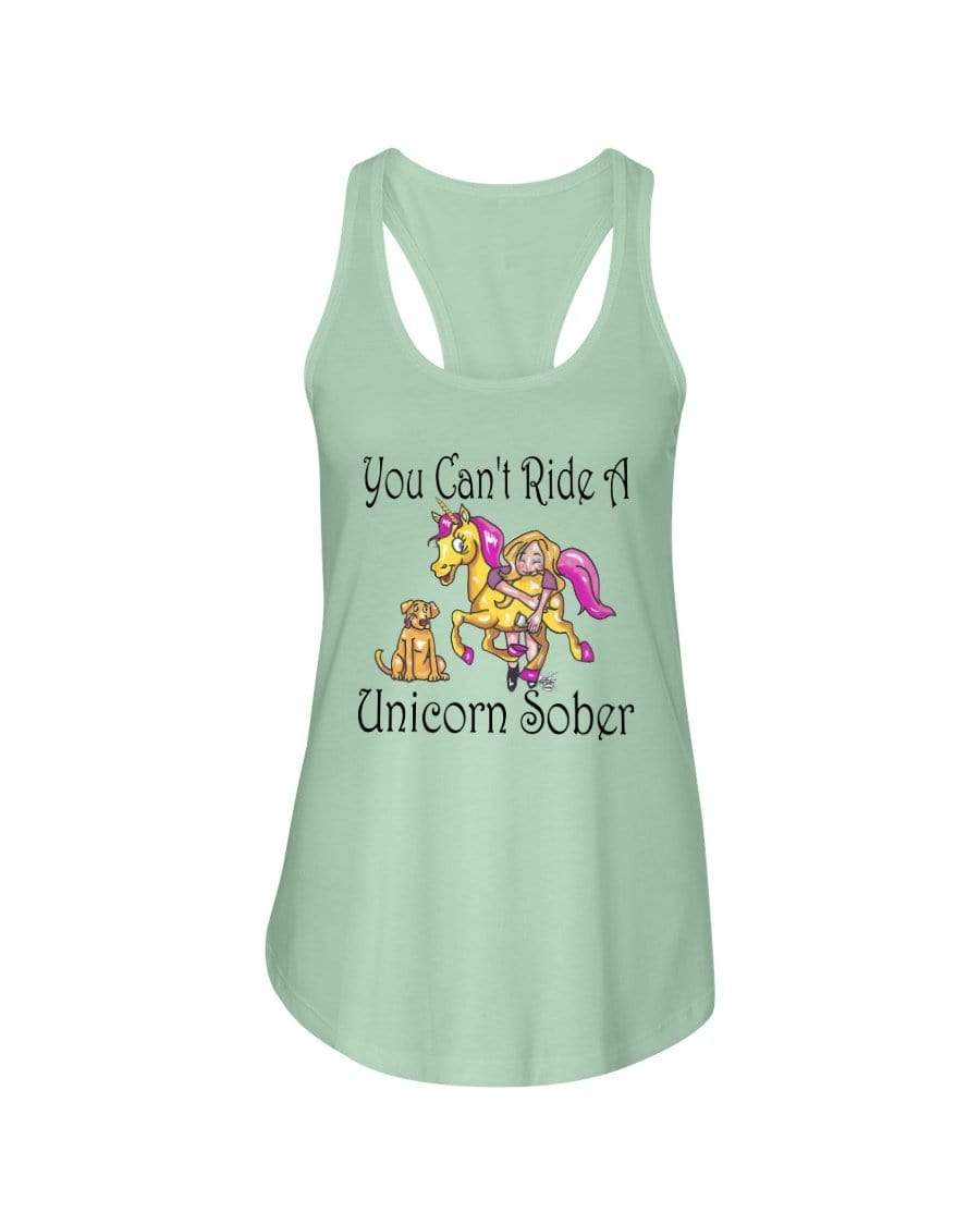 Shirts Mint / XS Winey Bitches Co"You Can't Ride A Unicorn Sober" Ladies Racerback Tank WineyBitchesCo