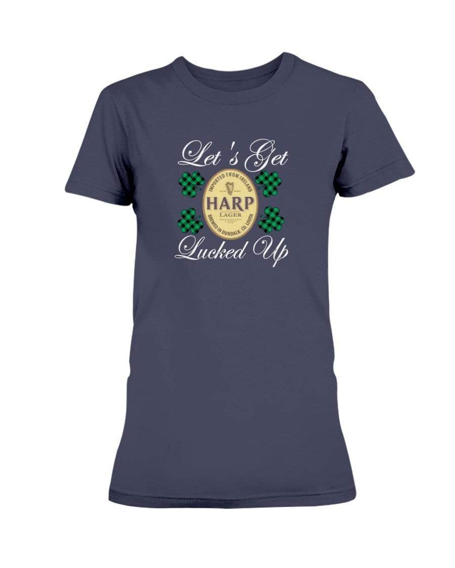Shirts Navy / S Winey Bitches Co "Let's Get Lucked Up" Harp Wht Lettering Ladies Missy T-Shirt WineyBitchesCo