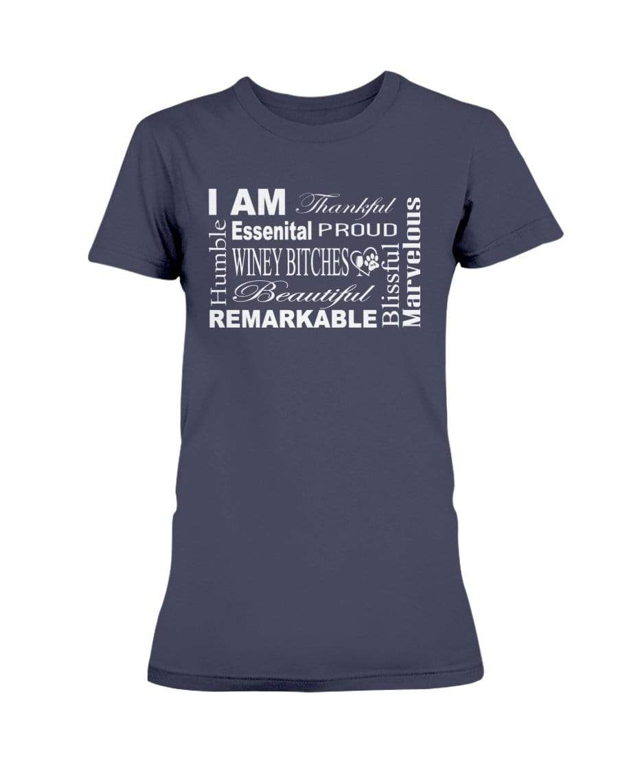 Shirts Navy / XS Winey Bitches Co "I Am Essential" White Letters-Ultra Ladies T-Shirt WineyBitchesCo