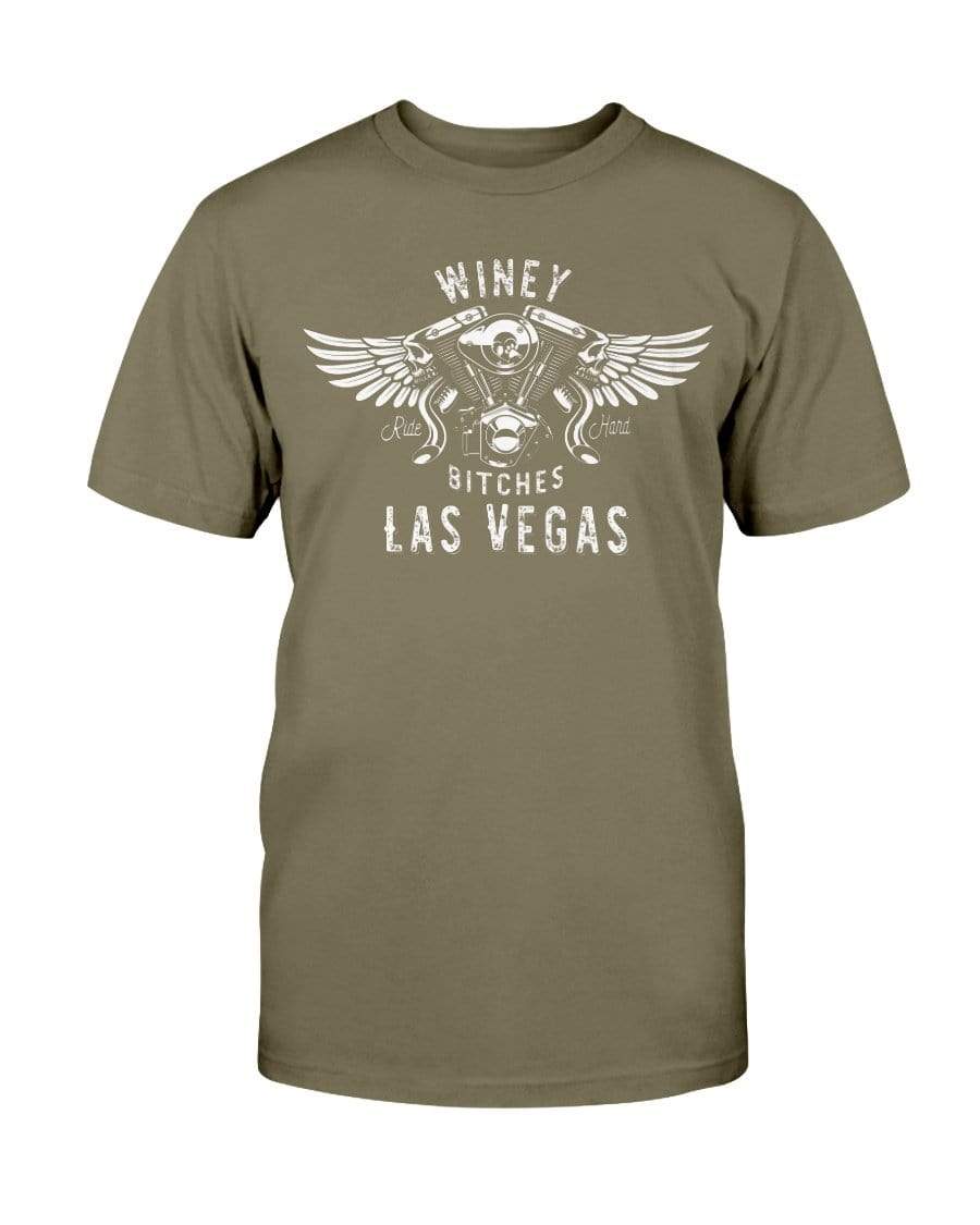 Shirts Olive / S Winey Bitches "Ride Hard Las Vegas" Ultra Cotton T-Shirt-Wht Lettering WineyBitchesCo