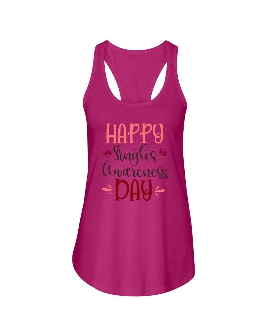 Shirts Raspberry / XS Winey Bitches Co "Happy Single Awareness Day" Ladies Racerback Tank Top* WineyBitchesCo