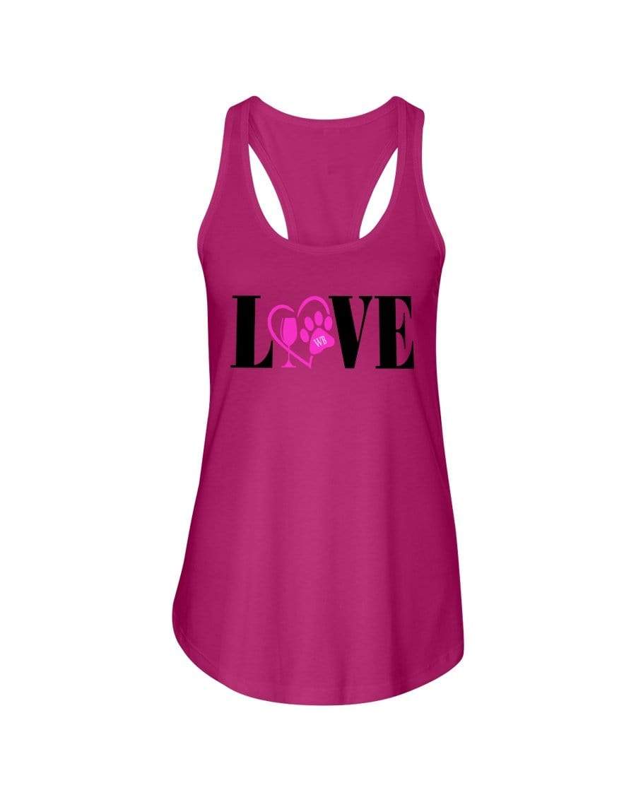 Shirts Raspberry / XS Winey Bitches Co "Love" Blk Letters Ladies Racerback Tank Top* WineyBitchesCo