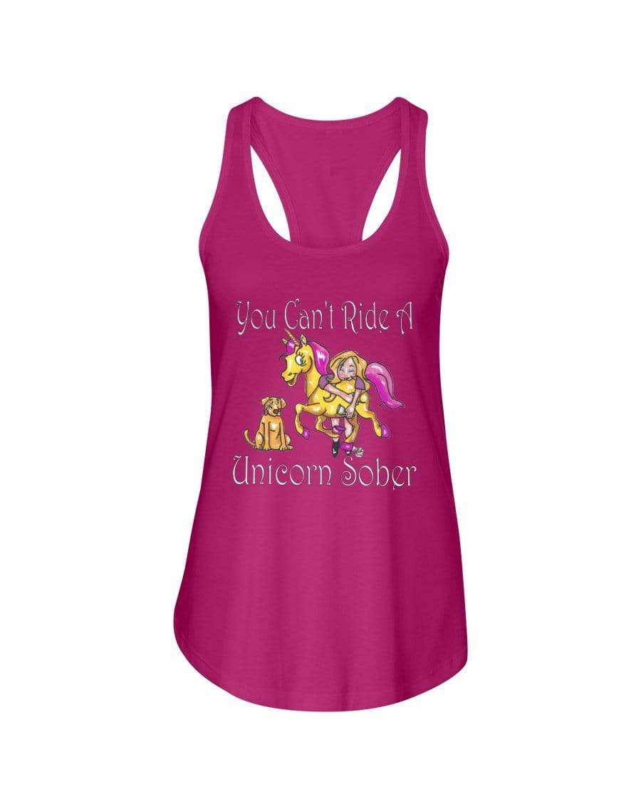 Shirts Raspberry / XS Winey Bitches Co "You Can't Ride A Unicorn Sober" Ladies Racerback Tank WineyBitchesCo