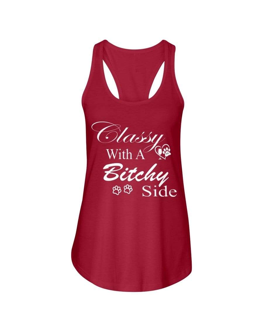 Shirts Red / XS Winey Bitches Co "Classy with a Bitchy Side" White Letters Ladies Racerback Tank WineyBitchesCo