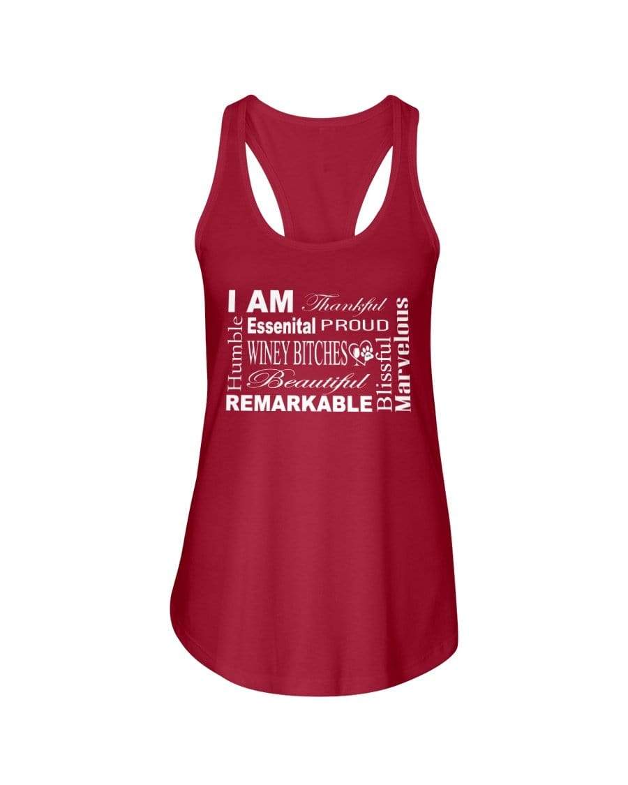 Shirts Red / XS Winey Bitches Co "I Am Essential" White Letters- Ladies Racerback Tank WineyBitchesCo