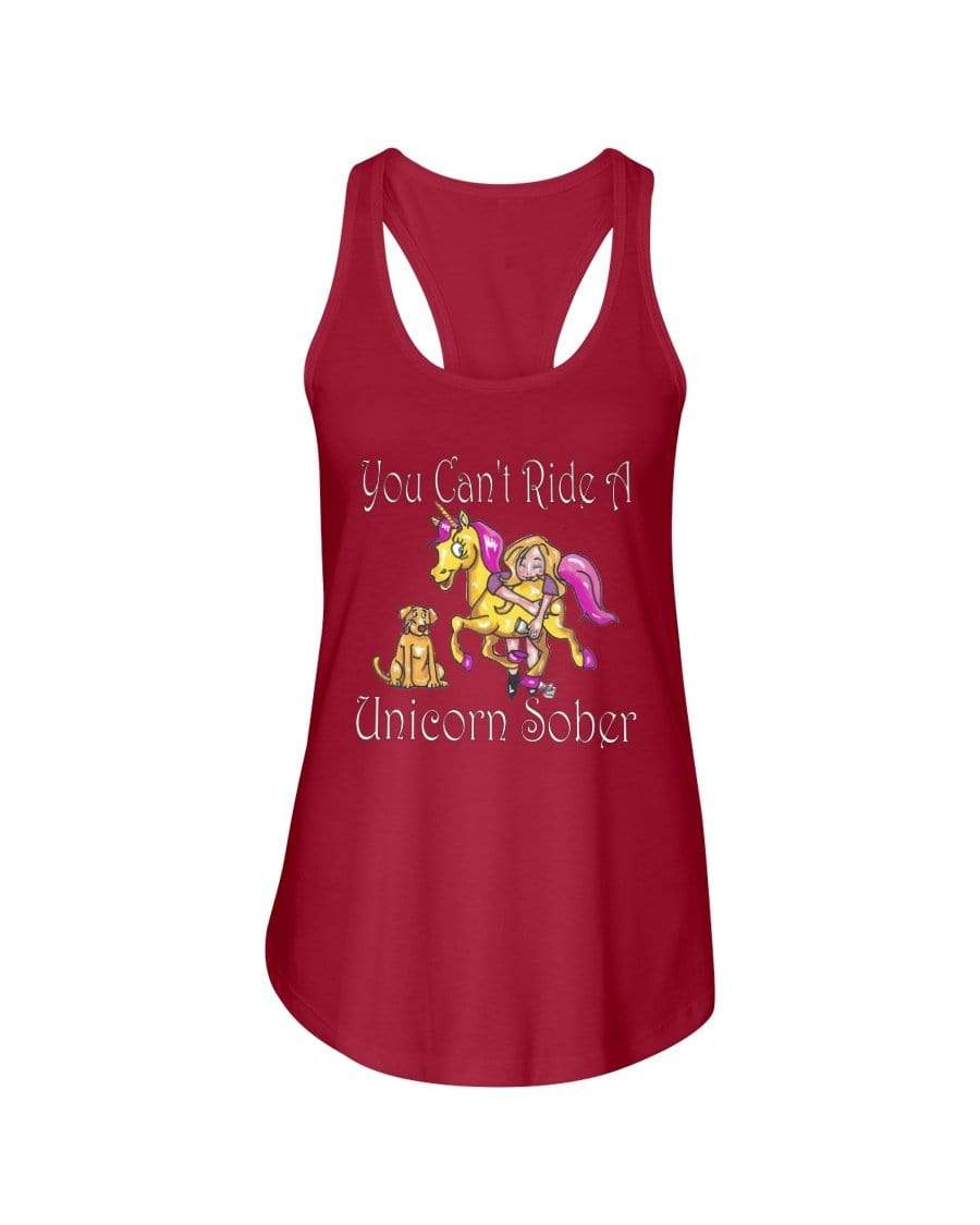 Shirts Red / XS Winey Bitches Co "You Can't Ride A Unicorn Sober" Ladies Racerback Tank WineyBitchesCo