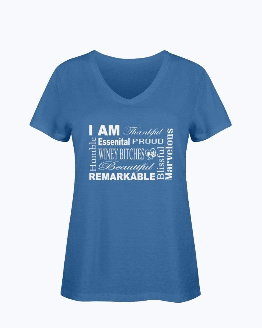 Shirts Royal / S Winey Bitches Co "I Am Proud" White Lettering- Ladies HD V Neck T WineyBitchesCo