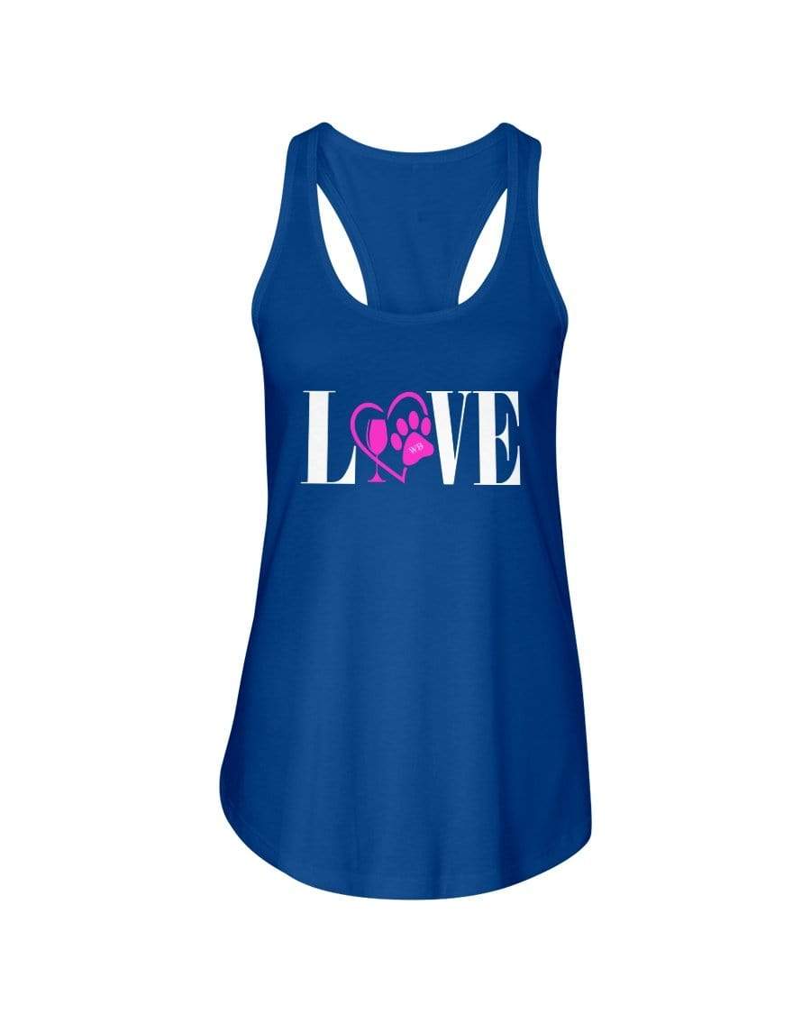 Shirts Royal / XS Winey Bitches Co "Love" Wht Letters Ladies Racerback Tank WineyBitchesCo