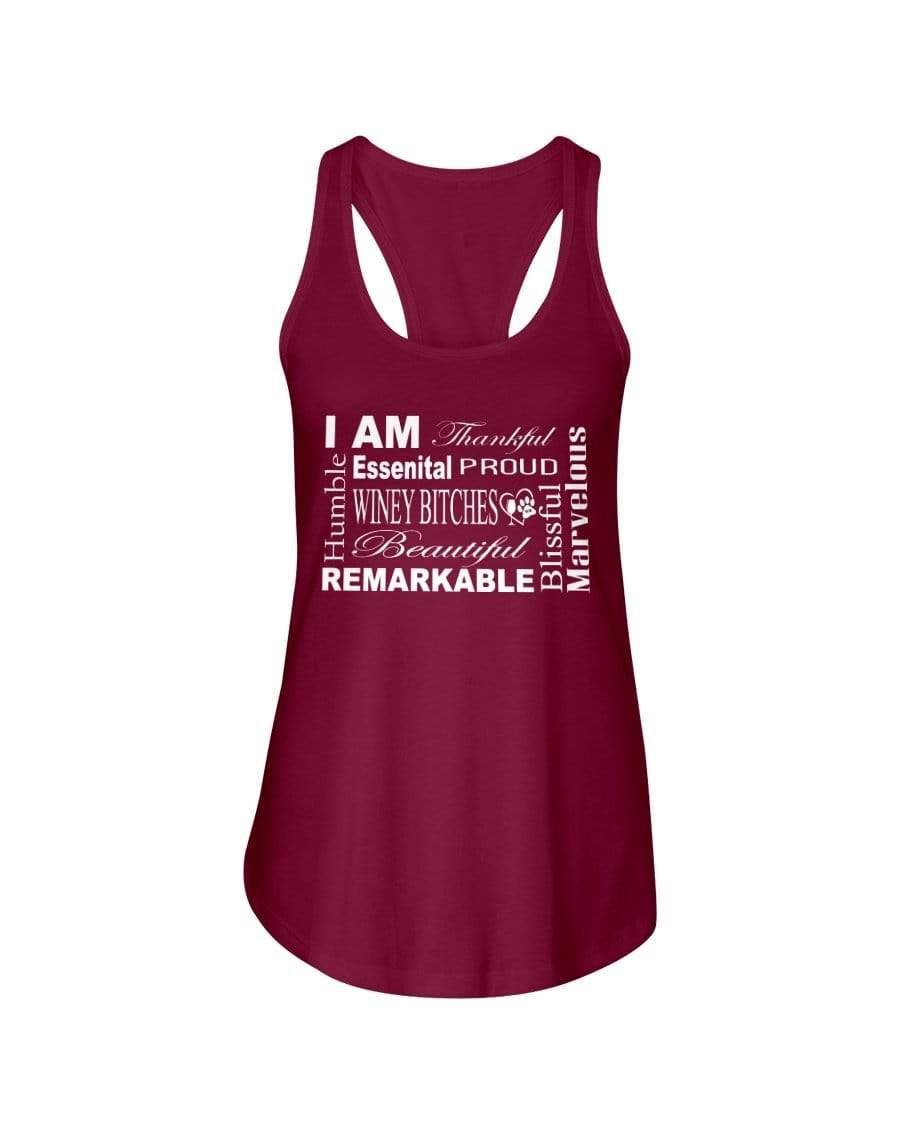 Shirts Scarlet / XS Winey Bitches Co "I Am Proud" White Lettering- Ladies Racerback Tank WineyBitchesCo