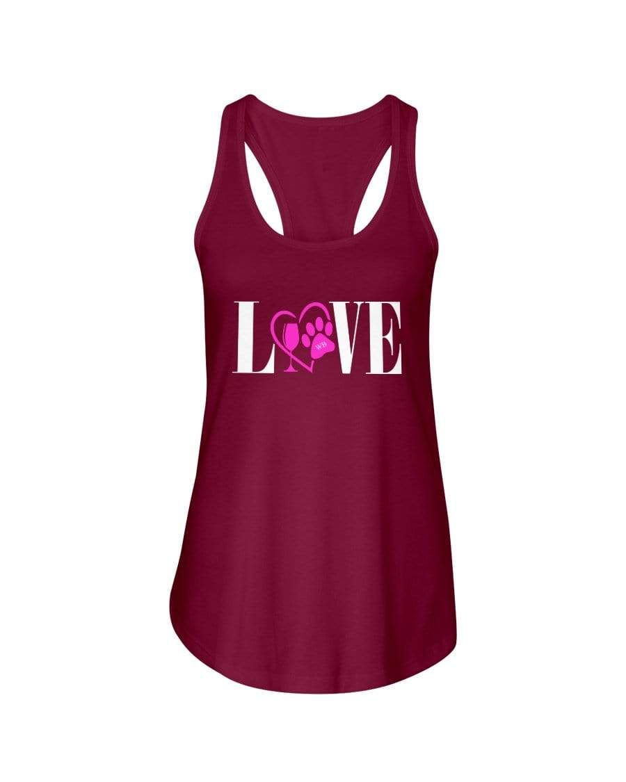 Shirts Scarlet / XS Winey Bitches Co "Love" Wht Letters Ladies Racerback Tank WineyBitchesCo