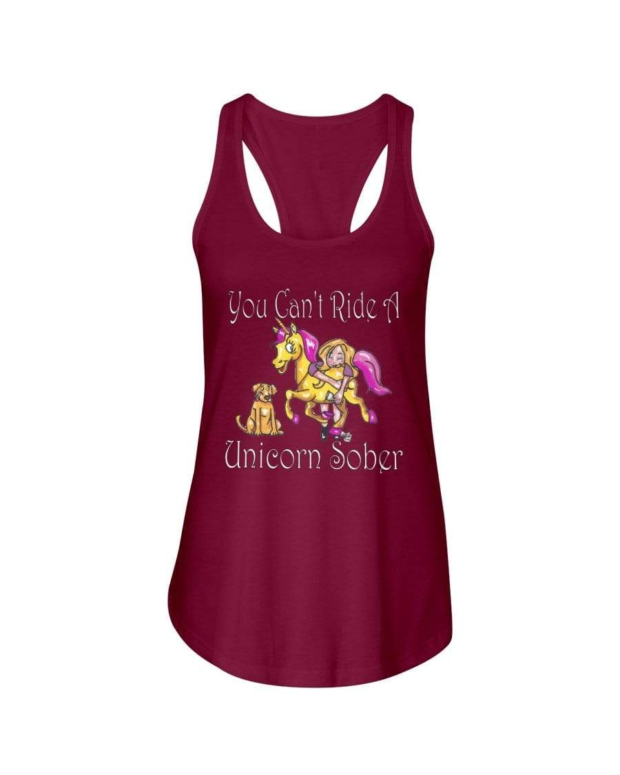Shirts Scarlet / XS Winey Bitches Co "You Can't Ride A Unicorn Sober" Ladies Racerback Tank WineyBitchesCo