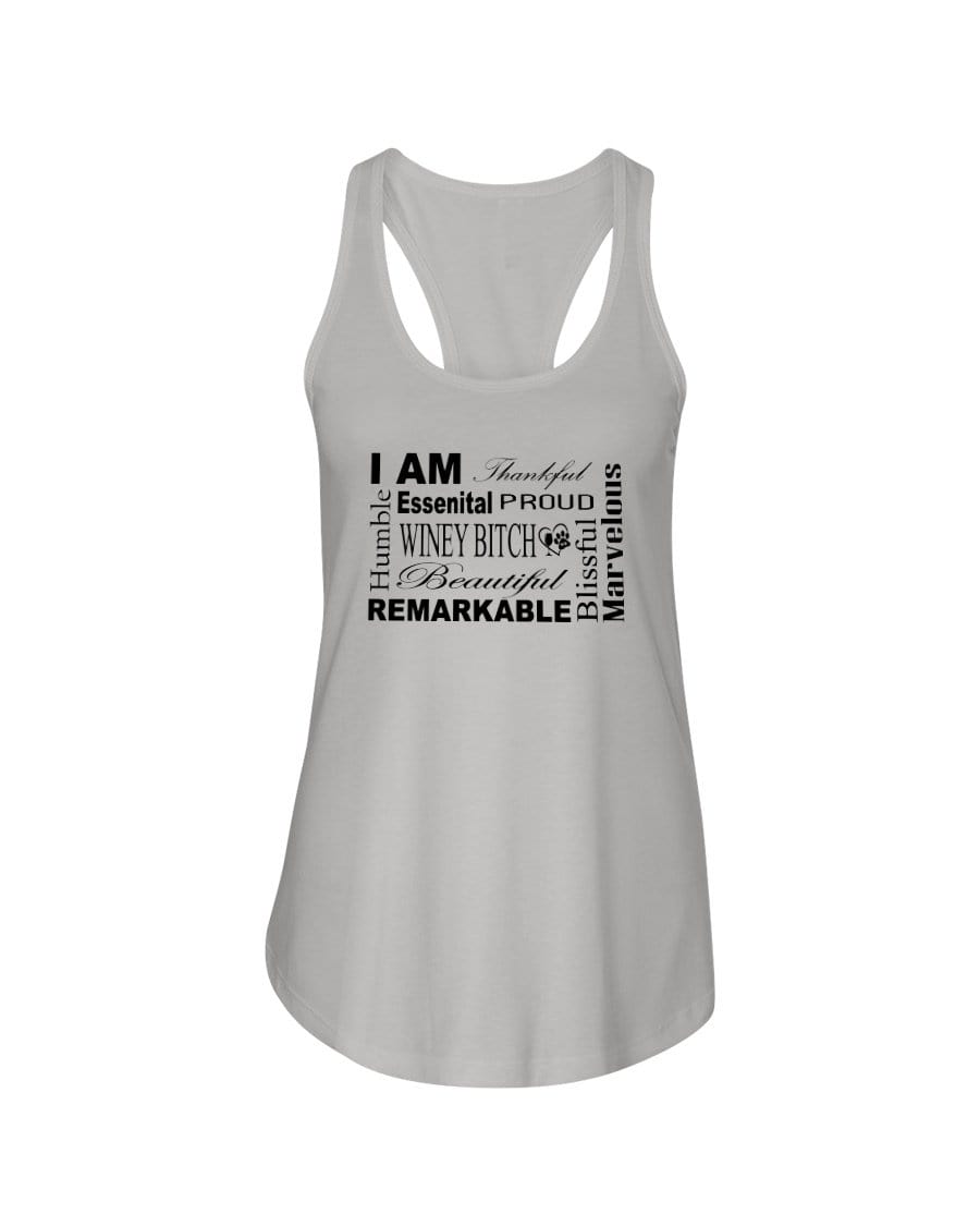 Shirts Silver / XS Winey Bitches Co "I Am Proud" Black Lettering- Ladies Racerback Tank WineyBitchesCo