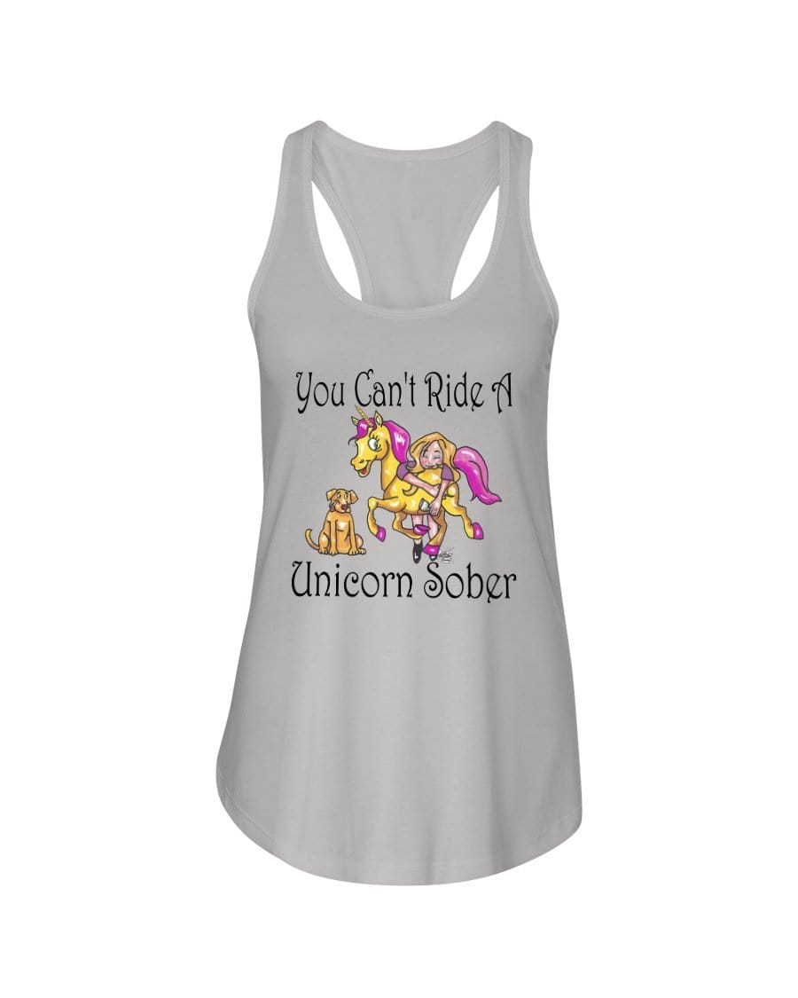 Shirts Silver / XS Winey Bitches Co"You Can't Ride A Unicorn Sober" Ladies Racerback Tank WineyBitchesCo