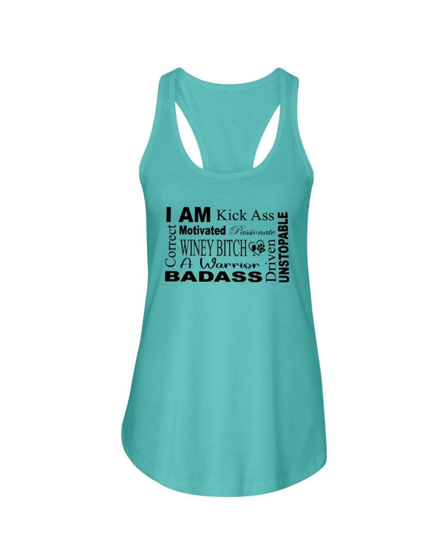 Shirts Tahiti Blue / XS Winey Bitches Co "I Am Motivated" Black Lettering-Ladies Racerback Tank WineyBitchesCo