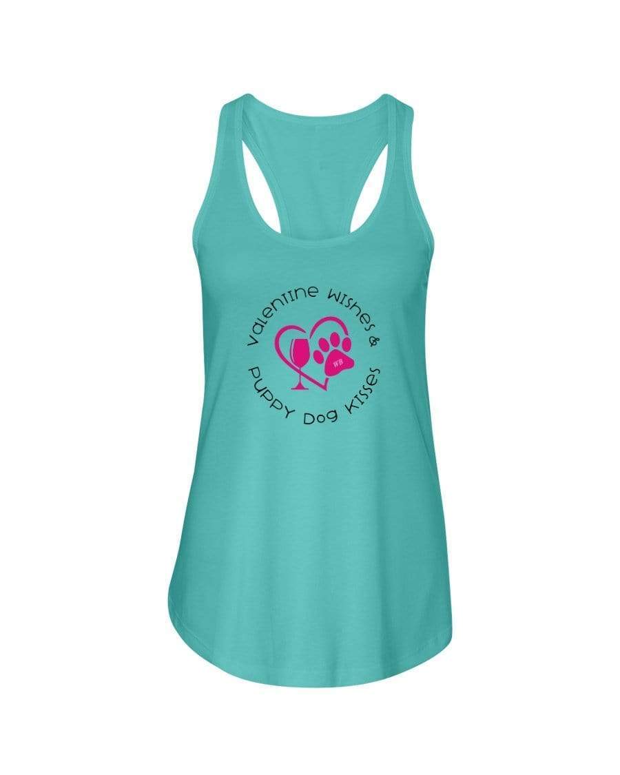 Shirts Tahiti Blue / XS Winey Bitches Co "Valentine Wishes And Puppy Dog Kisses" (Heart) Ladies Racerback Tank Top* WineyBitchesCo