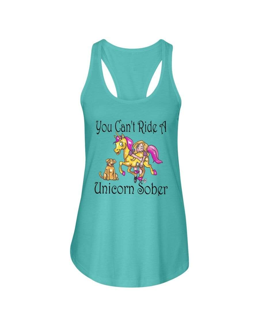 Shirts Tahiti Blue / XS Winey Bitches Co"You Can't Ride A Unicorn Sober" Ladies Racerback Tank WineyBitchesCo