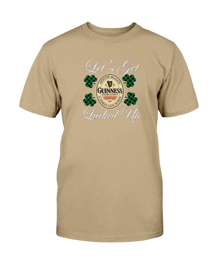 Shirts Tan / S Winey Bitches Co "Let's Get Lucked Up" Guinness Wht Lettering Ultra Cotton T-Shirt WineyBitchesCo