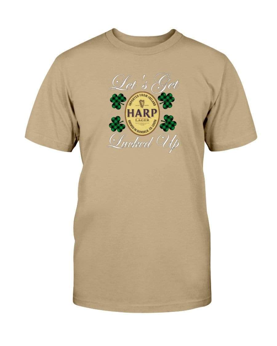 Shirts Tan / S Winey Bitches Co "Let's Get Lucked Up" Harp Wht Lettering Ultra Cotton T-Shirt WineyBitchesCo