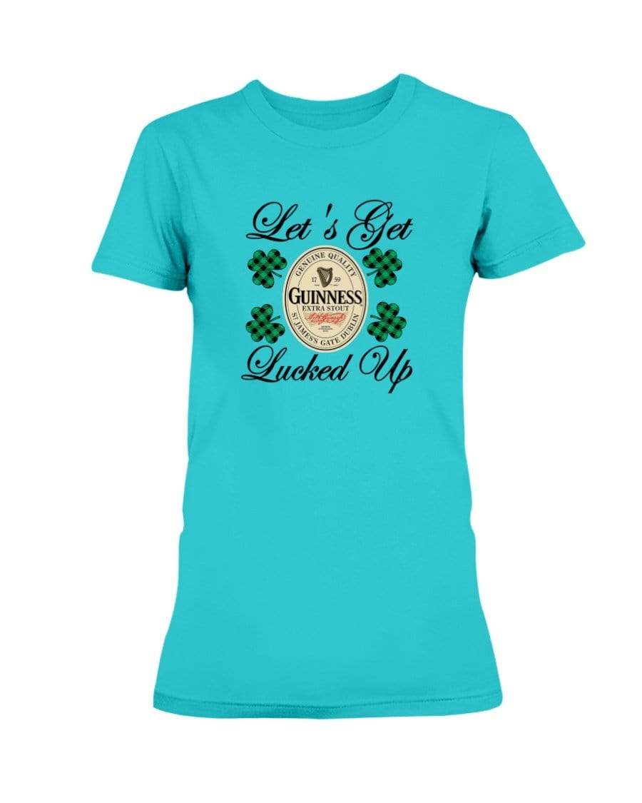 Shirts Tropical Blue / S Winey Bitches Co "Let's Get Lucked Up" Guinness Ladies Missy T-Shirt WineyBitchesCo