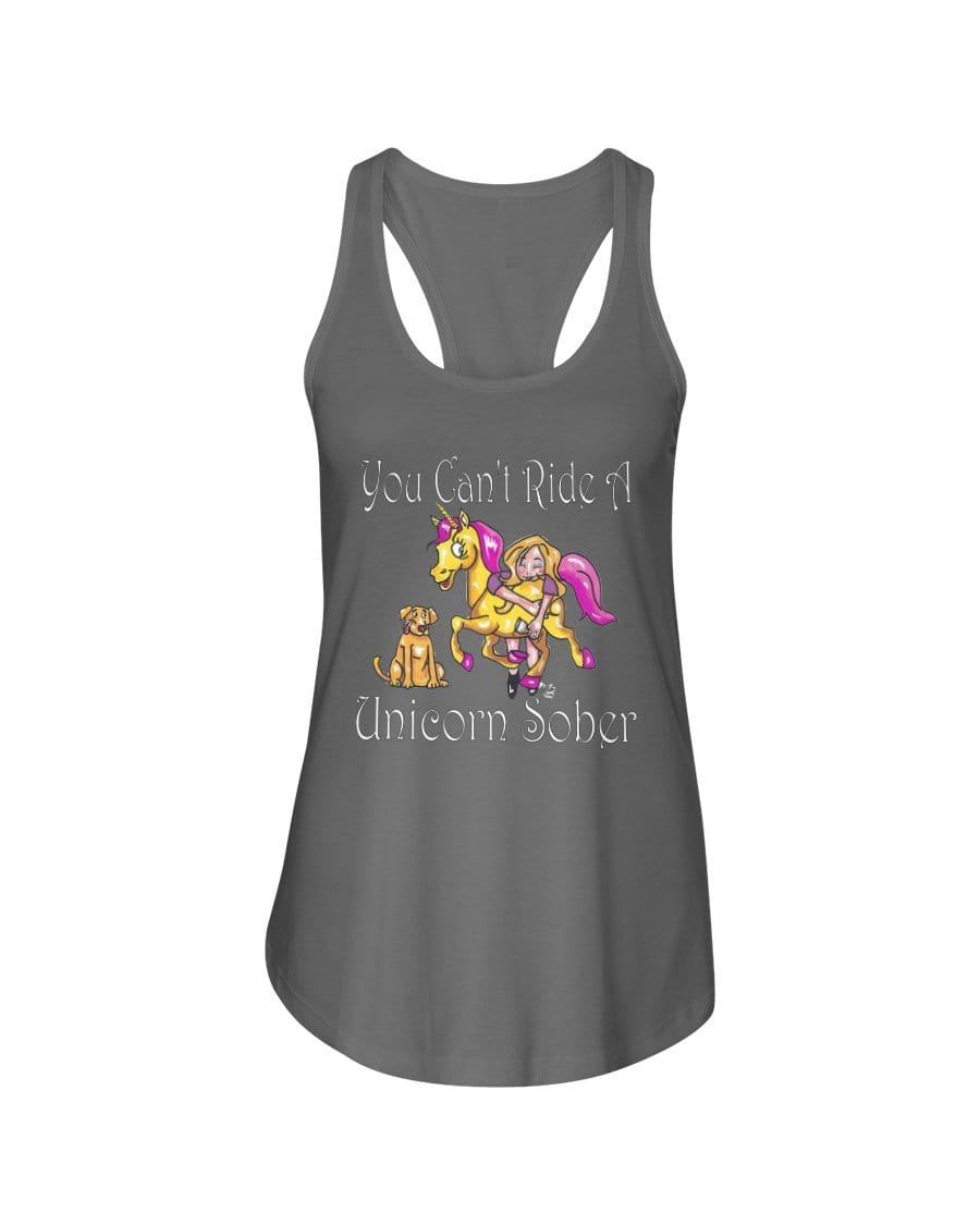 Shirts Warm Gray / XS Winey Bitches Co "You Can't Ride A Unicorn Sober" Ladies Racerback Tank WineyBitchesCo