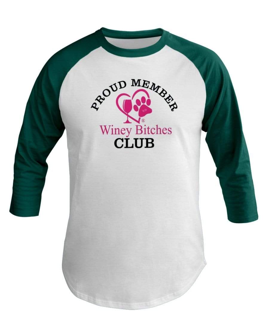 Shirts White/Evergreen / XS Winey Bitches Co 3/4 Sleeve Raglan Shirt WineyBitchesCo