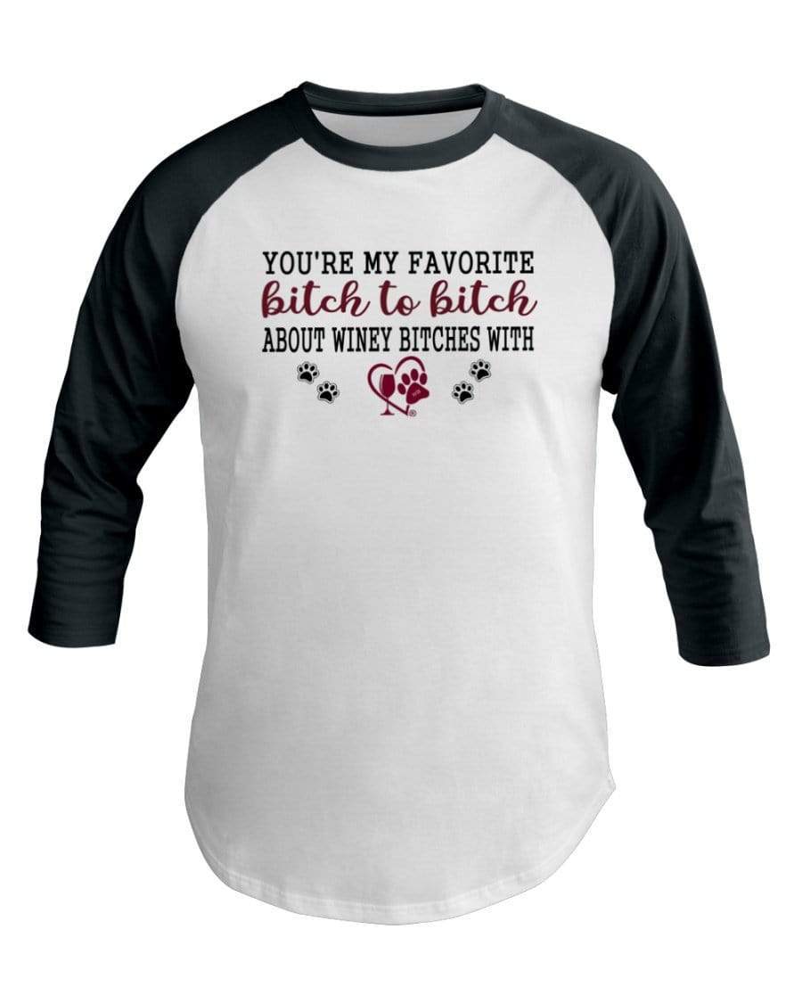 Shirts White/Forest / XS Winey Bitches Co Ultra "Favorite Bitch to Bitch" 3/4 Sleeve Raglan Shirt WineyBitchesCo