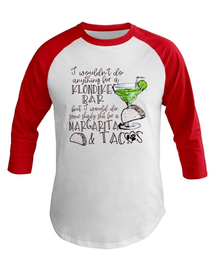 Shirts White/Red / XS Winey Bitches Co Margaritas and Tacos 3/4 Sleeve Raglan Shirt WineyBitchesCo